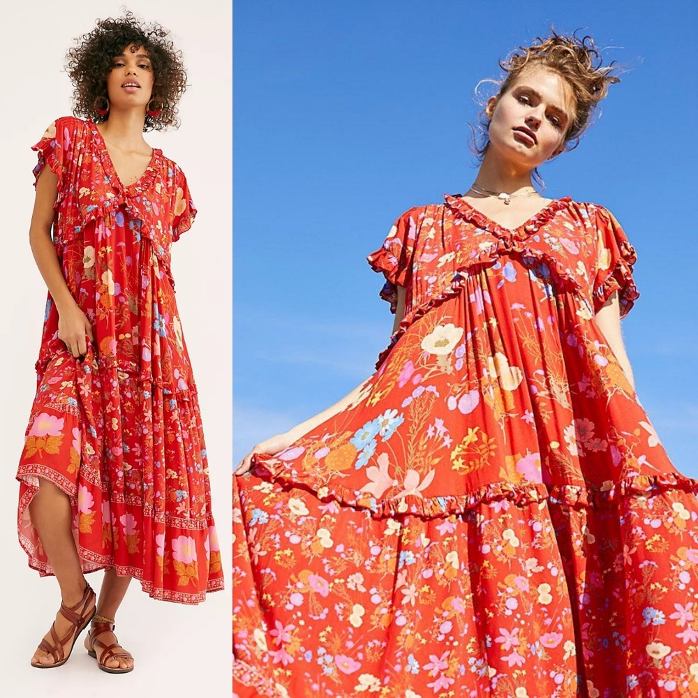 New Spell Designs Wild Bloom Gown FP Maxi Dress Free People M Exclusive Midi - Picture 2 of 15